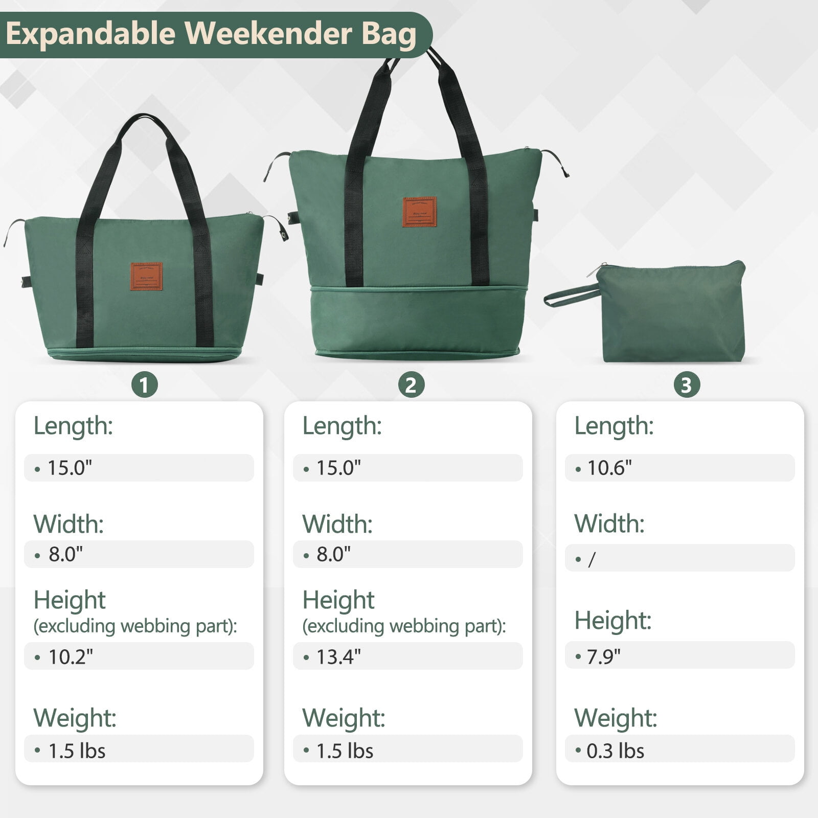 Hardside Suitcase, 20 Inch Carry On Luggage Set 3 Piece with Spinner Wheels, Lightweight Hardshell ABS Suitcase for Weedend Getaways, Business Travel, Green, Green Hardside Luggage