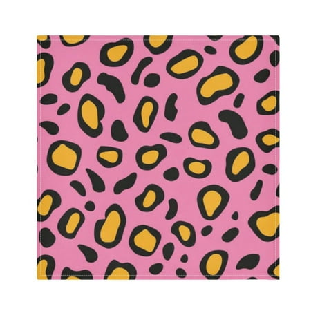 

Napkin Satin Napkin 20*20Inchx4 Kitchen Towel Dinner Plate Towel Decorative Towel Napkin Tea Towel Suitable For Kitchen Table Yellow Leopard Print