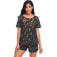 thumbnail image 2 of Womens Pajama Sets Short Sleeve Sleepwear with Pockets,Music Notes, 2 of 5