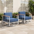 thumbnail image 3 of Opohoro Outdoor Swivel Glider Chairs Set of 2, With 6" Cushions And Powder Coated Steel Frame for Garden Backyard, Blue, 3 of 10