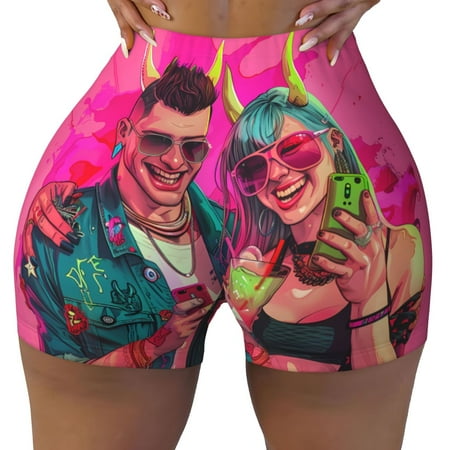 Workout Shorts Women  Hip Hop People No.114 Biker Shorts for Women Running Gym Spandex Shorts Tummy Control