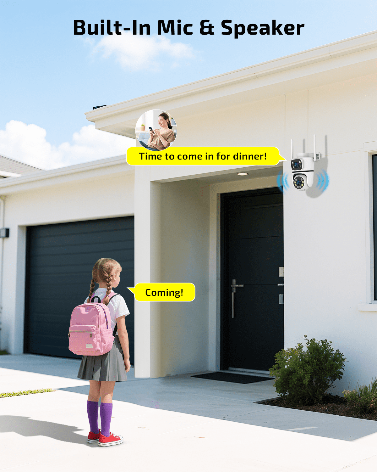 OHWOAI 5MP Dual Lens Wireless Security Camera Outdoor, 360° PTZ WiFi Surveillance Cam with Color Night Vision