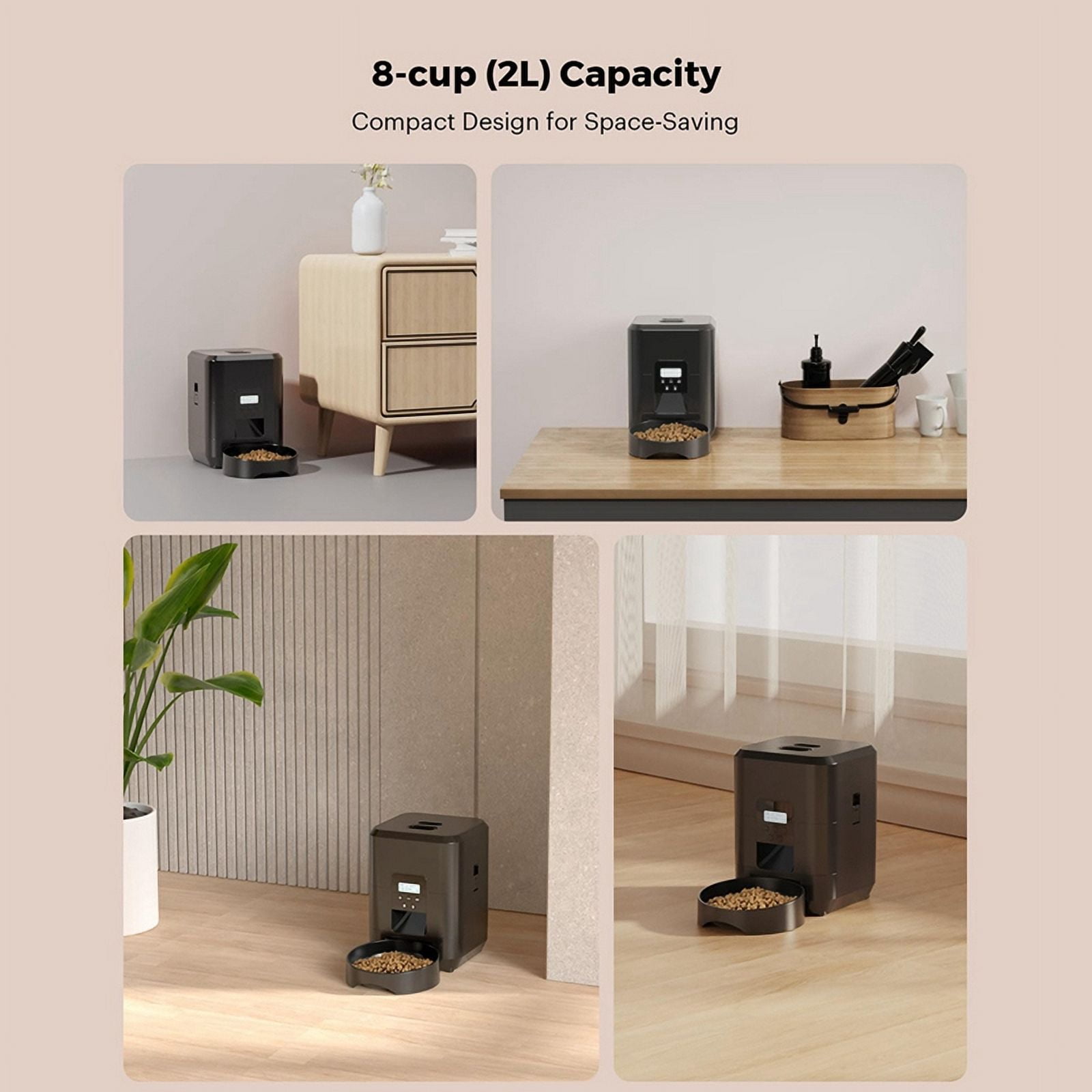 Automatic Cat Feeder 2L Automatic Pet Feeders for Cats and Dogs Cat Food Dispenser for Dry Food Timed Cat Feeders (US),A
