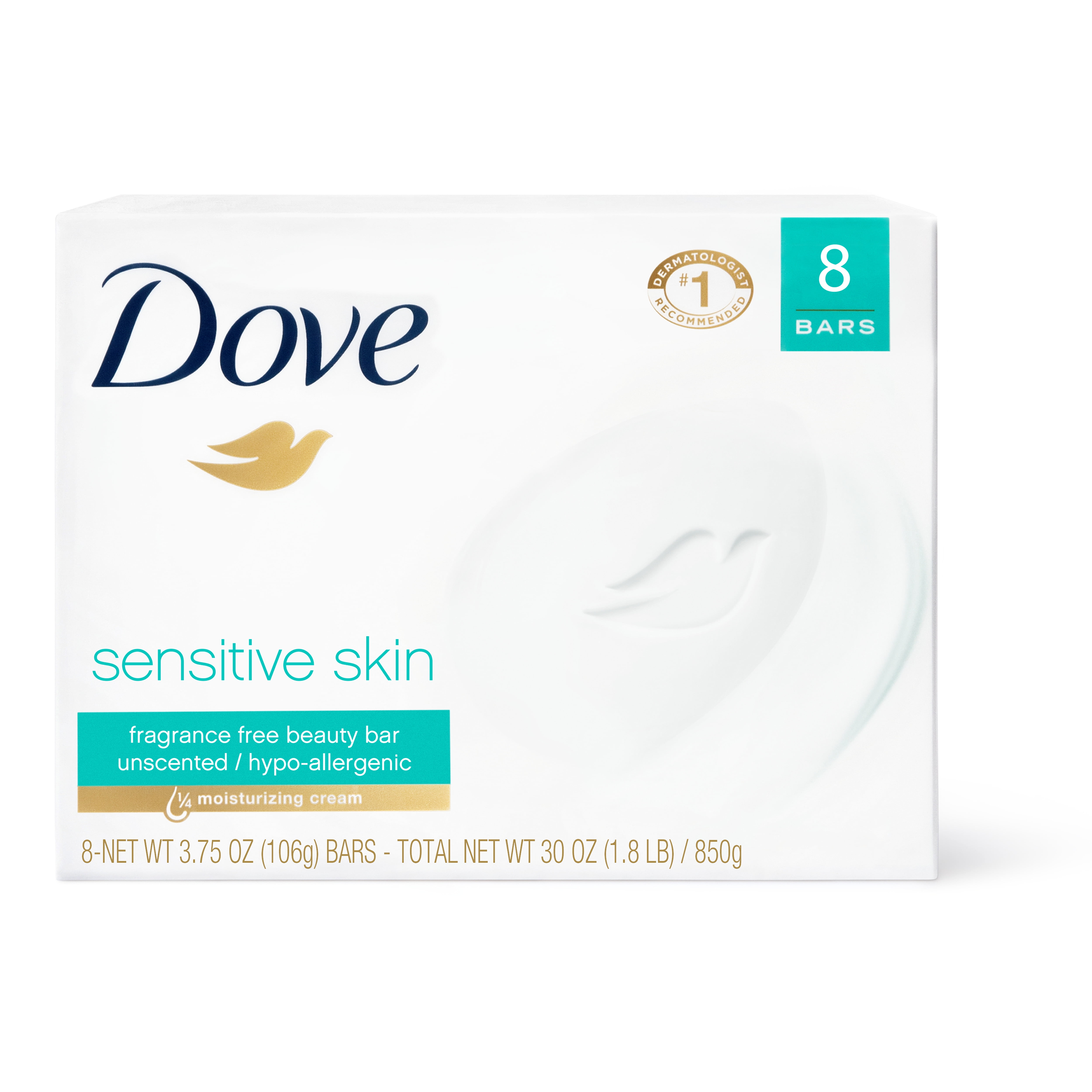 Dove Moisturizing Beauty Bar Sensitive Skin 3 75 Oz 8 Bars Walmart