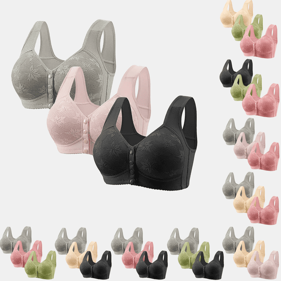 hoksml Women's Sexy Non Magnetic And Non Steel Ring Gathered Bra With Thin Cup And Adjustable Sexy Lace Bra Underwear