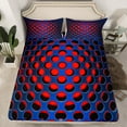 thumbnail image 2 of Manfei Neon Dense Holes Full Size Sheets,Geometric Geometry Hexagon Bed Sheets,Red Blue Sheet Sets,Breathable Bedroom Decoration,4-Piece, 2 of 7