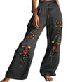 thumbnail image 2 of Wide Leg Pants for Women Boho Floral Palazzo Pants High Waist Bohemian Flowy Lounge Trousers Dark Gray XXL, 2 of 3