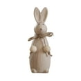 thumbnail image 6 of Easter Vintage-Style Rabbit Figurine with Wooden Bead Accents - Cute Rustic Bunny Decor for Home & Party, Perfect Spring Holiday Gift, Durable Resin Ornament for Mantel/Shelf, 5.7*1.6*1.8in, White, 6 of 6