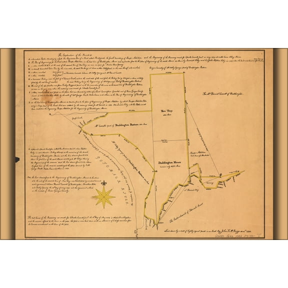 24"x36" Gallery Poster, map of Charles Carroll Jr.'s land Washington D.C. 1793