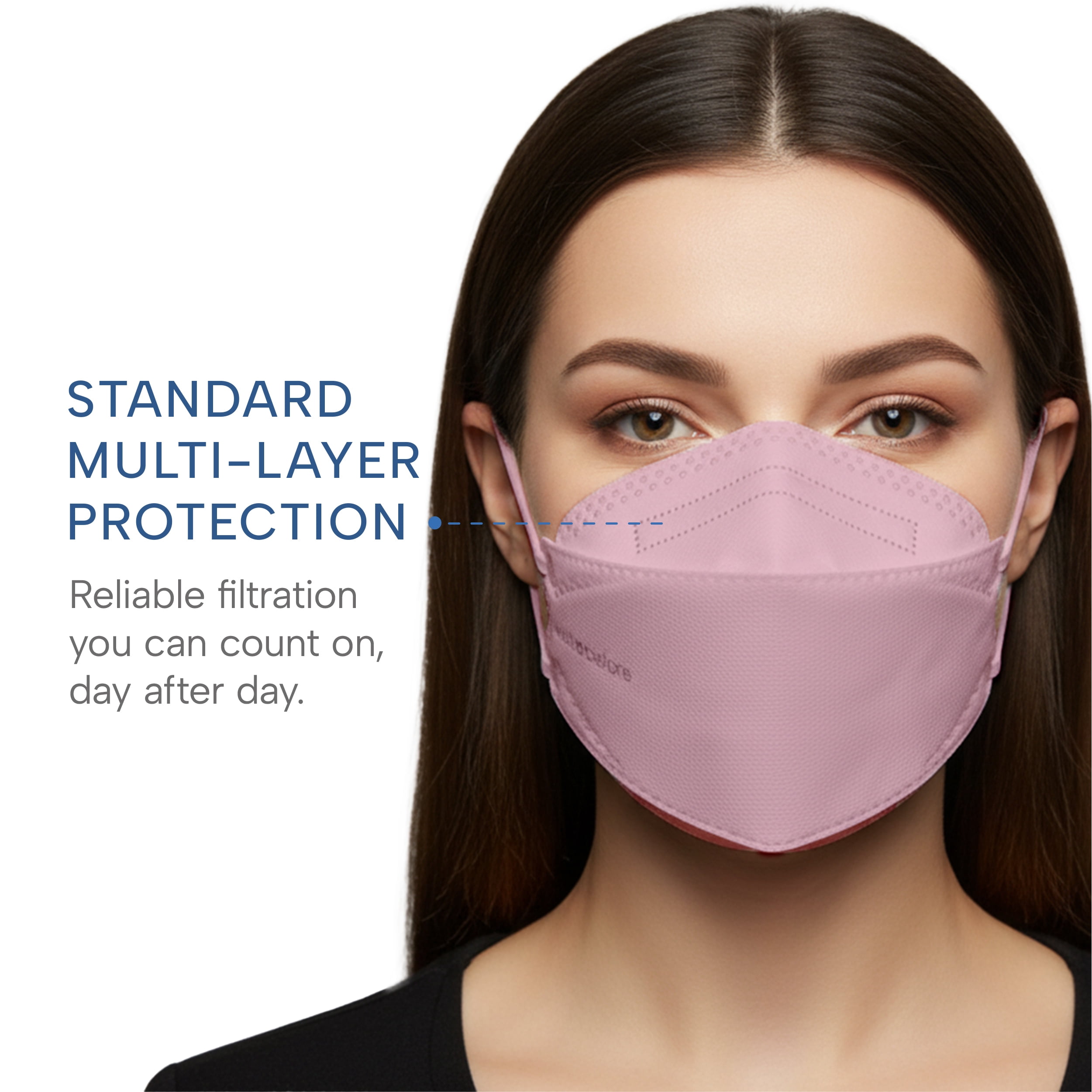 WellBefore Welcome Series KN95 3D Face Mask, Pink, Regular, Pack of 50