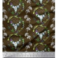 thumbnail image 1 of Soimoi Georgette Viscose Fabric Floral,Wreath & Skull Animal Print Fabric by The Yard 42 Inch Wide, 1 of 1