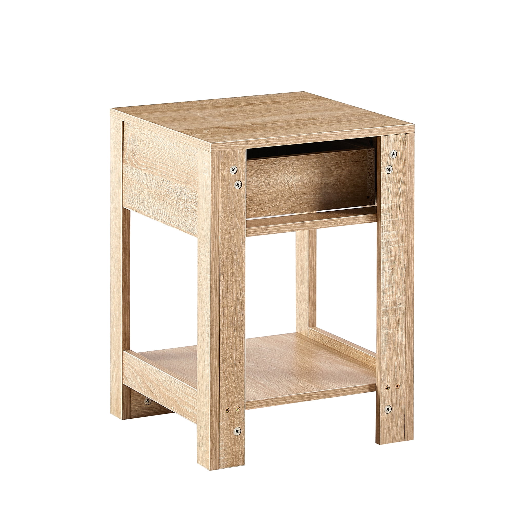 15.75-Inch Rattan End Table with Drawer, Modern Nightstand Bedside Side Table with Storage Drawer, Small Accent Table for Living Room Bedroom, Natural