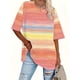 thumbnail image 1 of Round-neck short-sleeved, gradient 3D digital printed loose plus-size women's top, 1 of 2