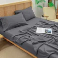 thumbnail image 4 of BESTOUCH Fitted Sheet Only 100% Washed Cotton Linen Feel Easily Fits Deep Pockets up to 17 inch Solid Quiet Shade Grey Queen, 4 of 6