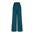 thumbnail image 6 of ClodeEU Women's Linen Blend Pant ,Mid Waist Elastic Waist Wide Leg Pant,Loose Fit Casual Trousers Blue,Womens Plus M, 6 of 7