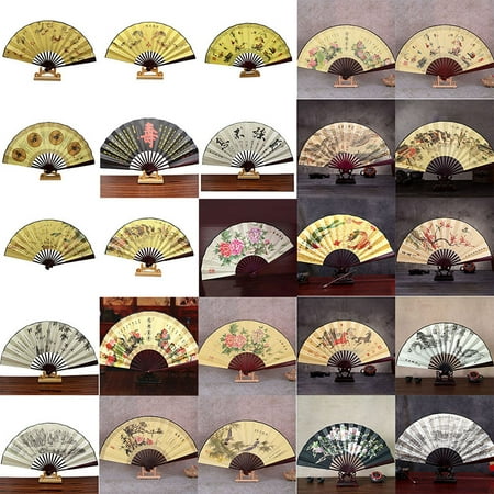 

MageCrux 1PC Chinese Folding Fan Chinese Painting Pattern Polyester Fan Style Random