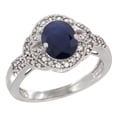 thumbnail image 1 of 14K White Gold Natural Australian Sapphire Ring Oval 8x6 mm Diamond Accent, size 8, 1 of 4