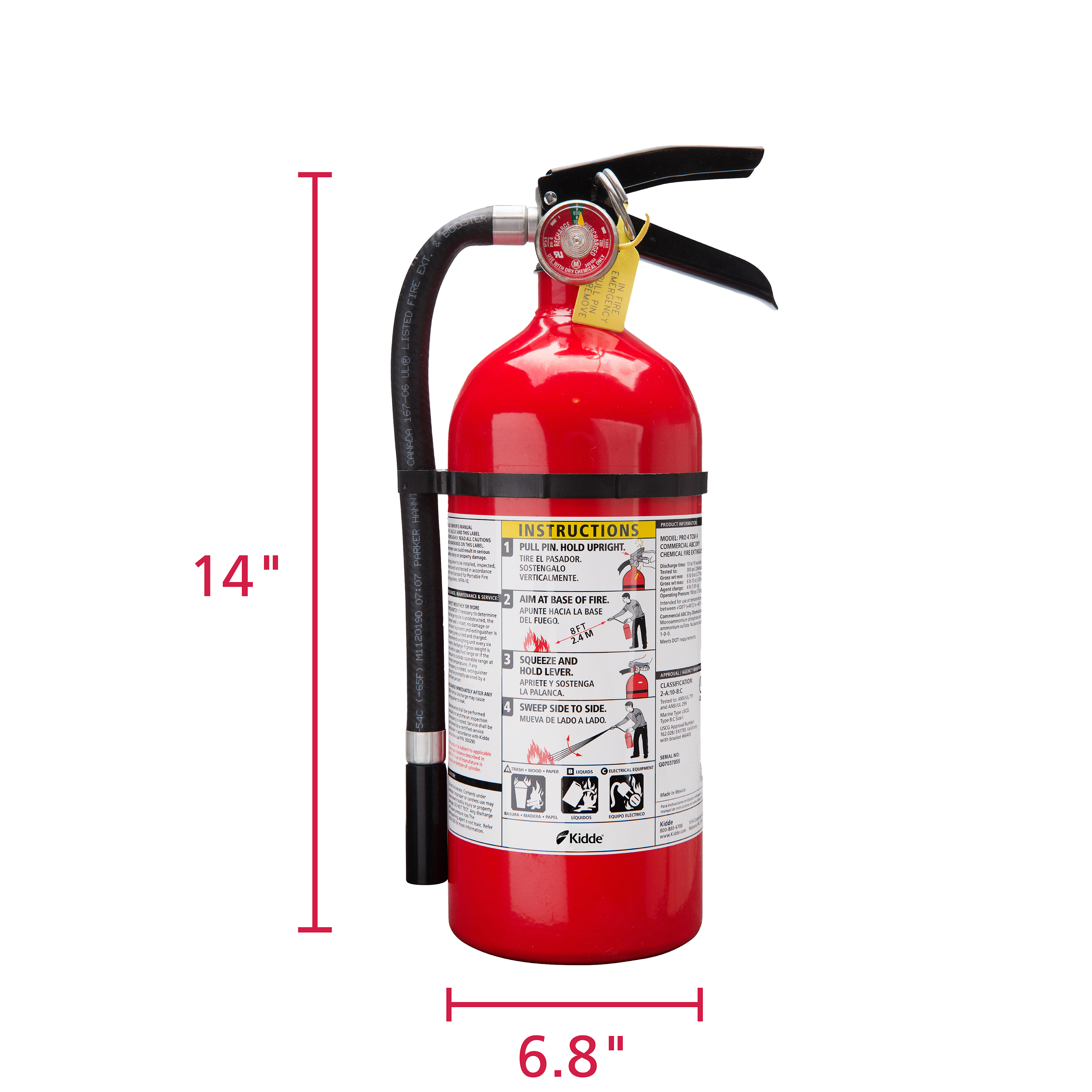 Kidde Pro 210 Fire Extinguisher, 4lb, 2-A, 10-B:C - image 5 of 15