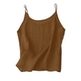 thumbnail image 6 of VISALY Women 2 Piece Summer Linen Beach Outfits Round V Neck Sleeveless Tank Tops Spaghetti Strap Vest Cotton Linen Tees Elastic High Waist Long Pants Casual Loose Lightweight Gauze Sets Brown 4Xl, 6 of 8