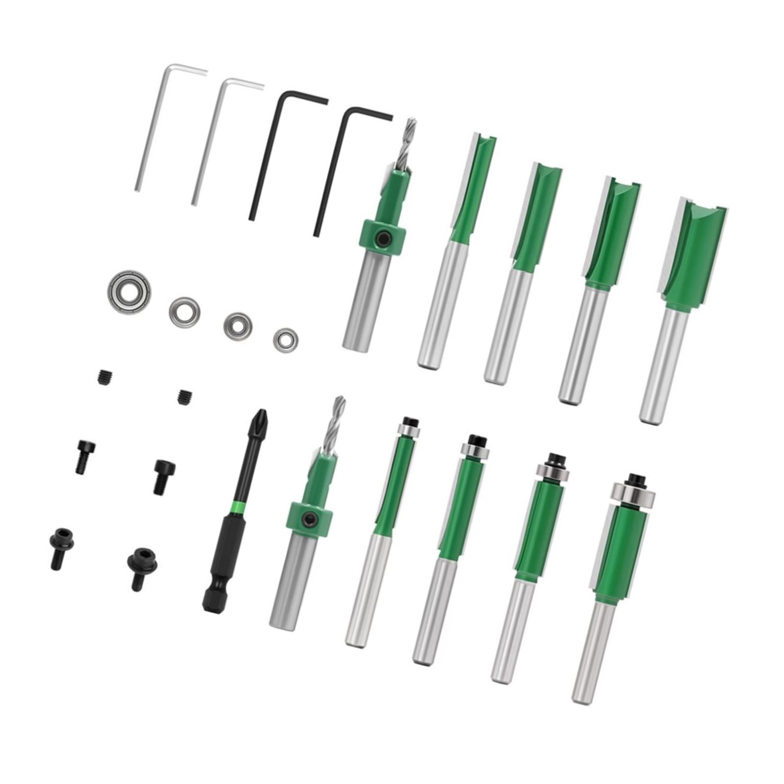 Pack Of 8PCS 15Pieces Hard Alloy Tipped Router Bits Set For Woodworking Featuring Sturdy Case And Fine Edges