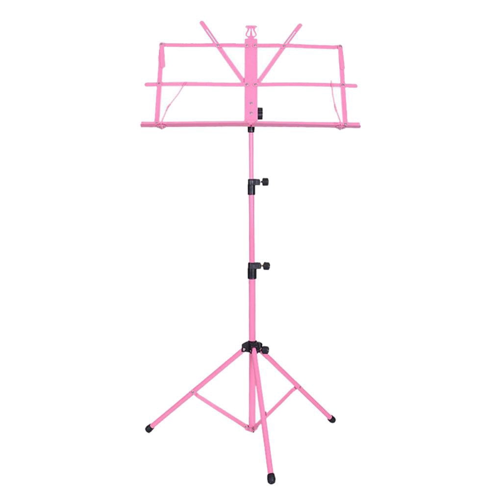 LeeQinersw Adjustable Sheet Music Stand Holder Folding Foldable with Black Bag Pink
