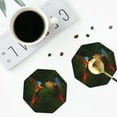 thumbnail image 4 of Sigee Hybrid Parrot in the Forest for Water-Resistant, Heat-Resistant, Non-Slip Leather Coasters Set, Ideal for Coffee Table, Office, Bar, Home Decor-Octagon, 4 of 6