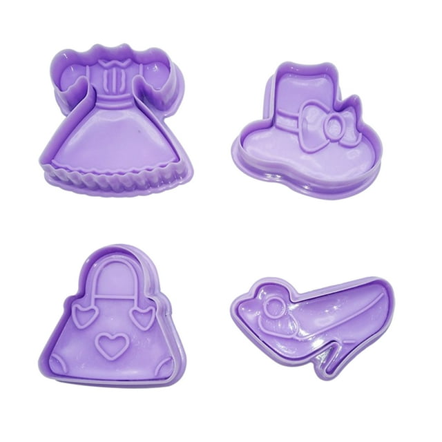 Xihbxyly Cortadores de Fondant con Émbolo, Diseño de Zapatito de Bebé, Material Seguro y No Tóxico, Ideal para Galletas, Decoración de Pasteles y Manualidades, Fácil de Limpiar, Juego de 4 Piezas.