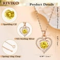 thumbnail image 3 of RIVIKO Heart Birthstone Pendant Necklace for Women 925 Sterling Silver Zirconia Necklaces Wedding Anniversary Birthday Mothers Day Jewelry Gifts For Her Mother Wife, 3 of 11