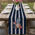 thumbnail image 4 of Patriotic Gnomes Table Runner 70 Inches, Independence 250 Memorial Navy Striped Bed Runner Dresser Scarves Tabletop for Indoor Outdoor Parties/Ceremony/Banquet, 13" x 70", 4 of 9