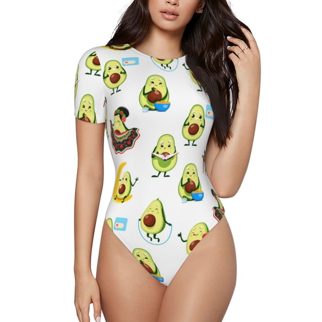 Balery Funny Avocado In Mexican Clothes Body de cuello redondo de manga corta para mujer Tops de manga corta Tops básicos-XX-Large