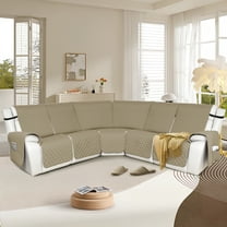 HDCAXKJ 100% Waterproof Reclining Sectional Couch Covers L-Shape Recliner Sofa Cover 5 Seat, Khaki