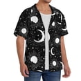 thumbnail image 2 of Yiaed Crescent and Stars Print Mens Casual Wrinkle Free Shirts Short Sleeve Button Down Summer Stretch Dress Shirt-Small, 2 of 5