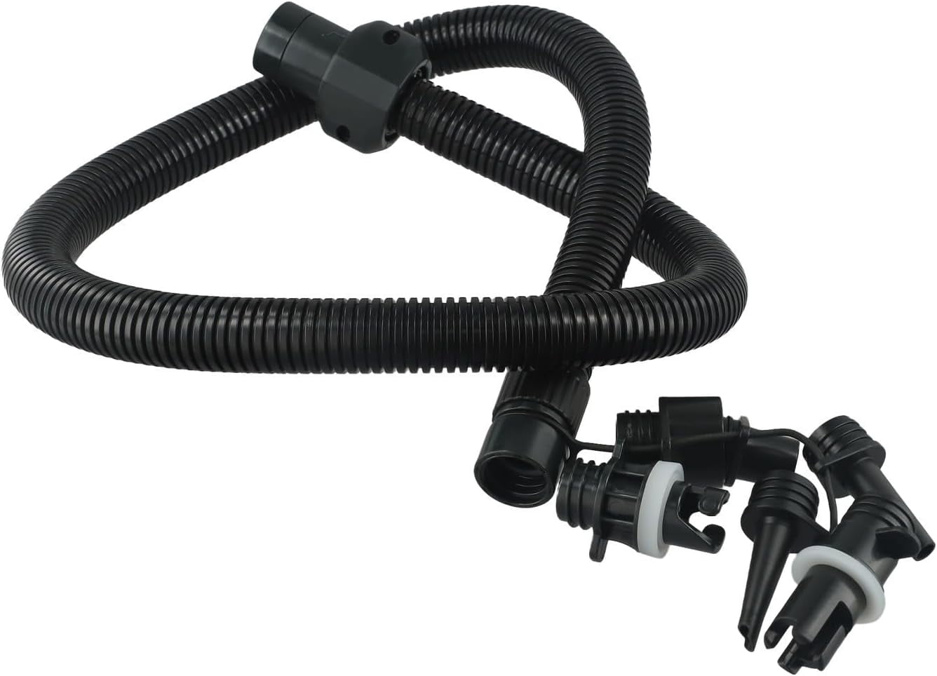 Inflatable Air Hose Nozzle Kit with 6 Sizes for Electric Air Pumps 20PSI, Compatible with HT-781 HT-782 HT-790 HT-792, for Kayak, Paddle Board, Boat, and Water Sports Accessories, Black 3.3ft