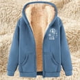 thumbnail image 2 of Pxxlle Womens Zip Up Hoodie Plus Size Fleece Lined Hooded Jackets Casual Winter Long Sleeve Sweatshirts Trendy Graphic Hoodies with Pockets Blue XXL, 2 of 5
