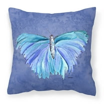 Carolines Treasures 8855PW1818 Butterfly on Slate Blue   Canvas Fabric Decorative Pillow 18H x18W multicolor