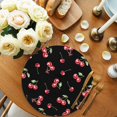 thumbnail image 2 of Cherry Rustic Round 15 Inch Placemats Set of 6, Spring Summer Tropic Fruit Black HeatResistant Non Slip Place Mats for Dining Table, Wipeable Braided Kitchen Table Mats for Housewarming, 2 of 9