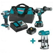 1 Kit, Makita Xt288T 18V Lxt Cordless 2 Pc Combo Kit (5.0 Ah) + 18V Lxt Compact Router