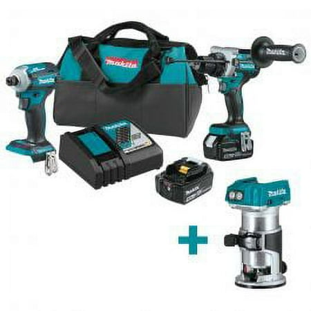 1 Kit, Makita Xt288T 18V Lxt Cordless 2 Pc Combo Kit (5.0 Ah) + 18V Lxt Compact Router