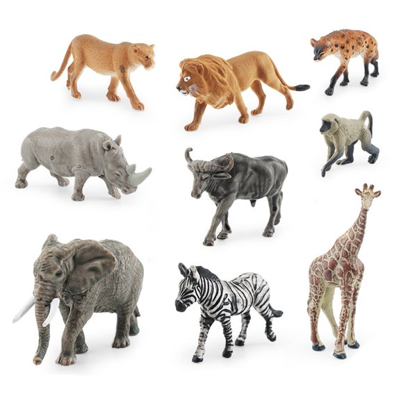 Simulation Zoo Animal Model Toys Zebra Lion Rhino Elephant Animals Figure Gift