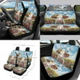 thumbnail image 2 of Yuyamidu Cow Car Seat Cover Set with Steering Wheel Cover Seat Belt Covers Trash Bag Air Vent Holder Rear View Mirror Cover Cup Coasters Key Chain 15 PCS Colorful Flower Auto Interior Decor, 2 of 7
