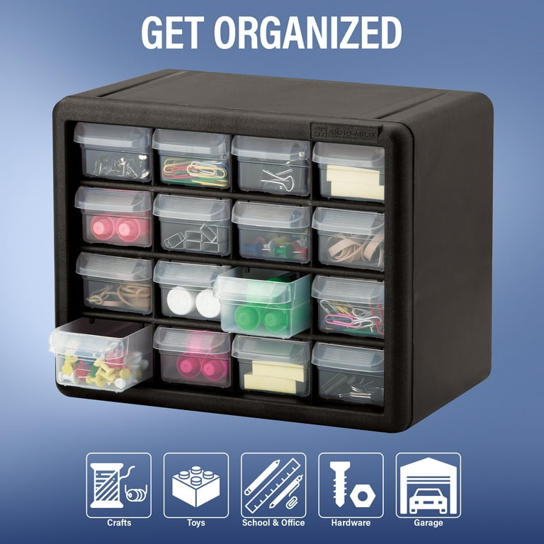Akro-Mils Plastic Storage Cabinet, 16 Drawers, Small Parts Storage