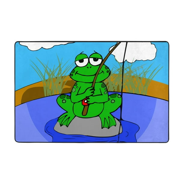 Bathroom Rug Non-Slip Mat, Super Soft Absorbent Bath Mat - Cartoon Frog  Fishing Flannel Non-Slip Floor Mat, 36x24 