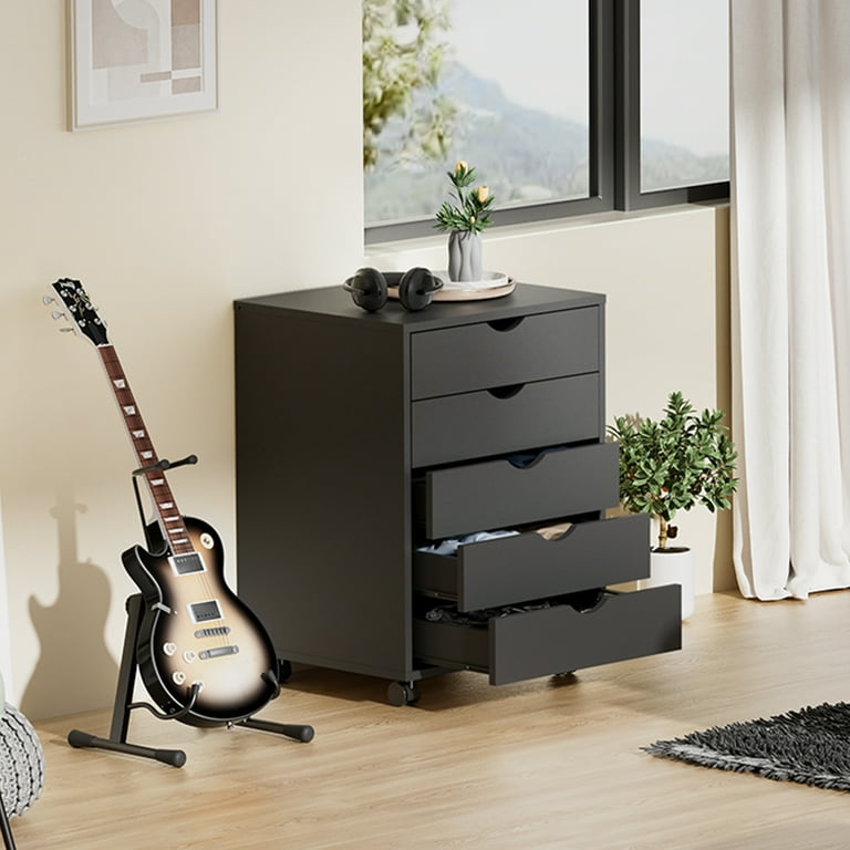 walmart mcq 5-drawer dresser MCQ Mobile 5-Drawer Wooden Cabinet with Wheels, Versatile Storage Dresser for Home Office, Closet, or Studio White