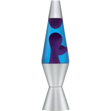 14.5-Inch Silver Base Lava Lamp with Purple Wax in Blue Liquid - 2118