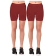 thumbnail image 2 of Women's 2 Pk Plus Size Seamless Stretch Yoga Exercise Shorts Bike Shorts (1X-2X) Wine, 2 of 2