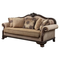 ACME Chateau De Ville Sofa with 5 Pillows in Brown and Espresso
