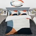 thumbnail image 2 of Designart "Minimal Boho Pattern in Blue and Orange II" Abstract Minimalism Bedding Covert Set - Abstract Blue Modern Bed Set With 2 Shams, 2 of 6