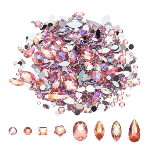 1000Pcs AB Colorful Crystal Rhinestones, Gems Rhinestones Flatback Acrylic Gemstone Jewel for DIY (Rose Red AB)
