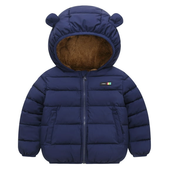 Gubotare Girls Jackets Winter Toddler Girls Winter Coat Water Resistant Down Filling Hooded Fleece Lined Little Kids Puffy Jacket Size 3T 4T (Navy,3-4 Years)