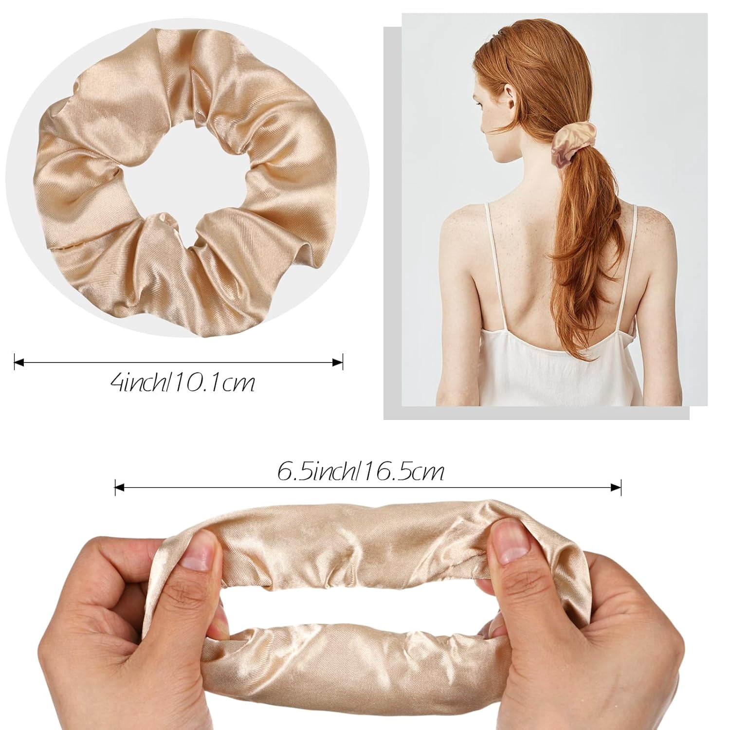 200 Pieces Satin Hair Scrunchies Bulk for Ponytail Holder Solid Color Satin Hair Tie Hair Elastics Bands for Women Teens Birthday Gift (Brown)